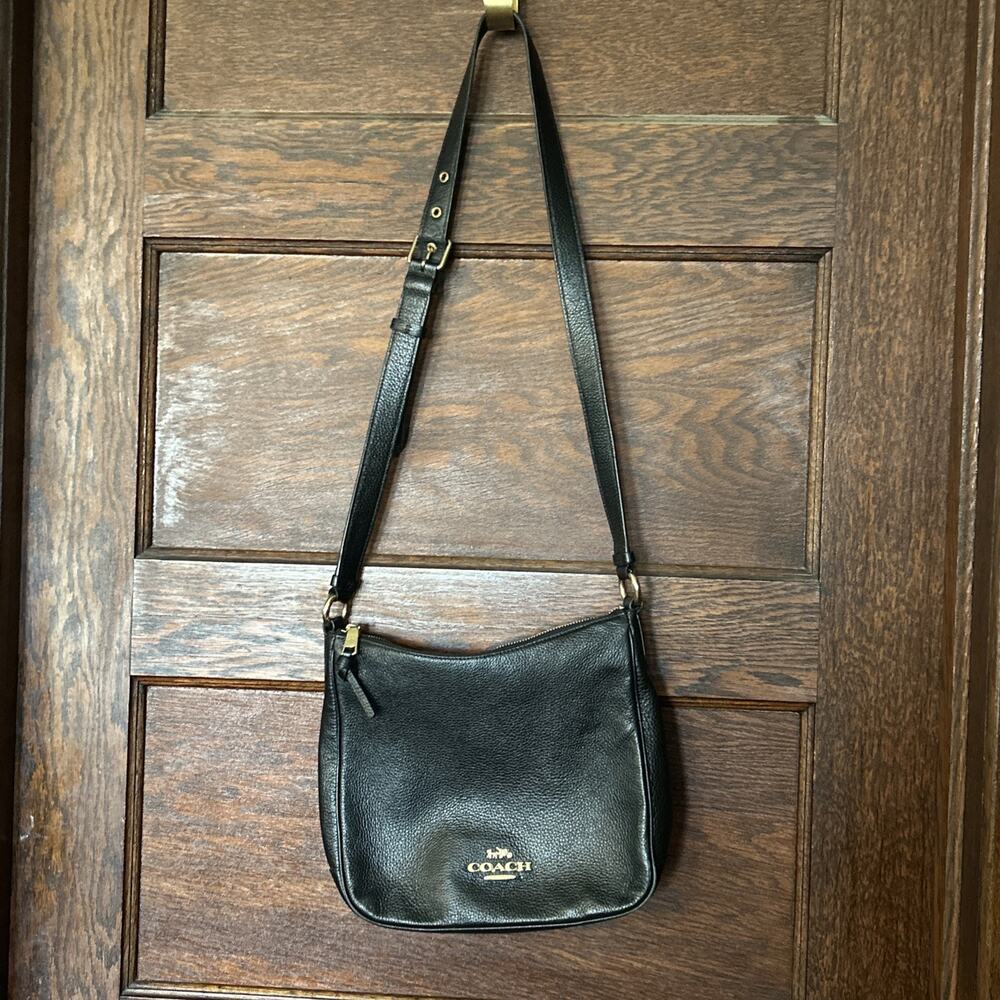 Coach C1648 Ellie File Bag In Black Pebbled Leather Crossbody Old Money Classic - Picture 2 of 15
